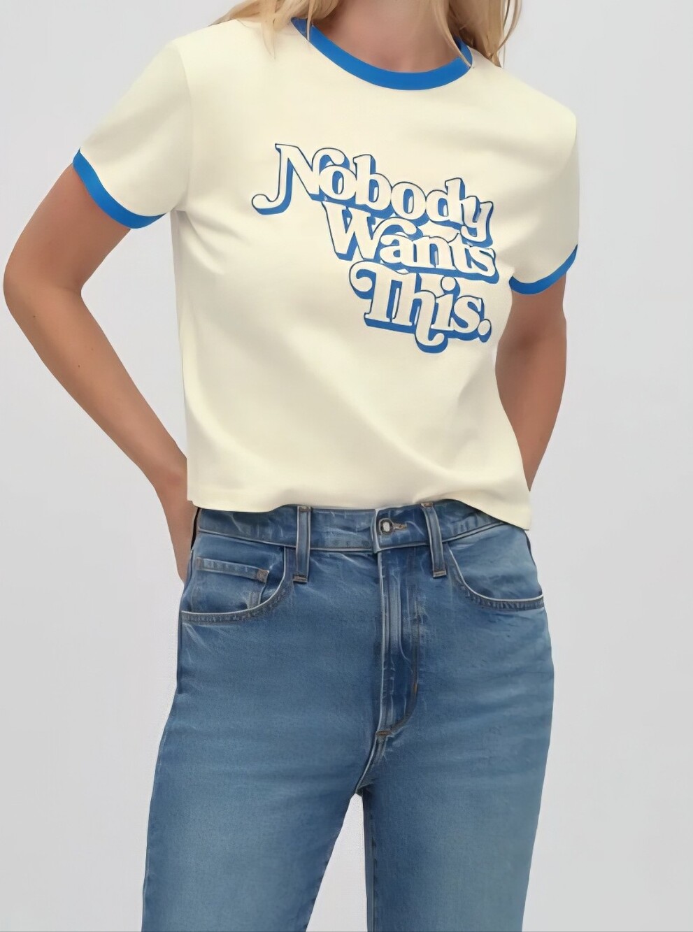 Favorite Daughter X Nobody Wants This Cream Ringer Tee - Size SMALL